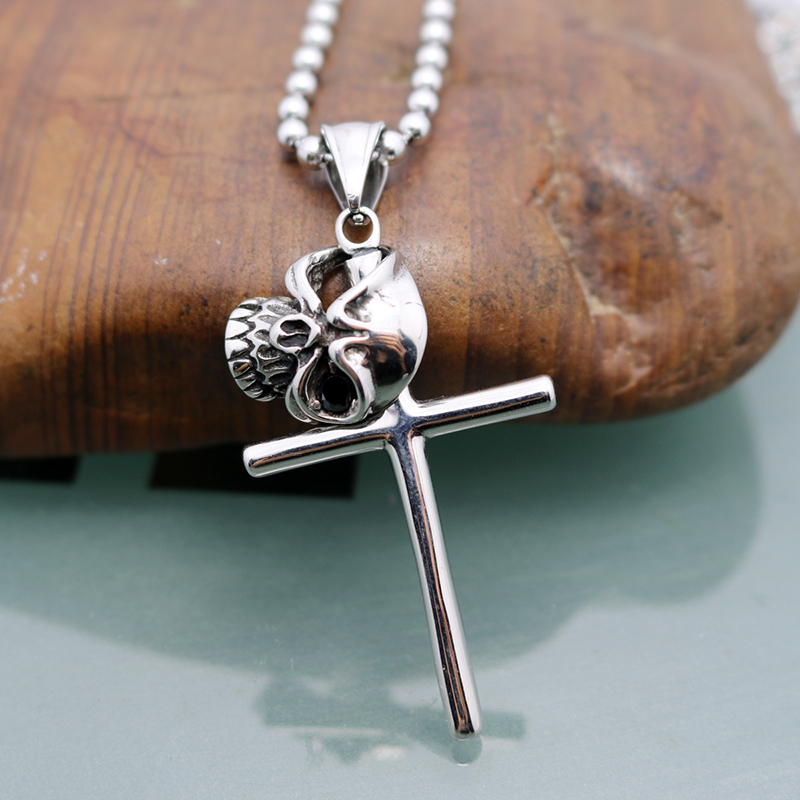 Gothic hipster skull cross necklace