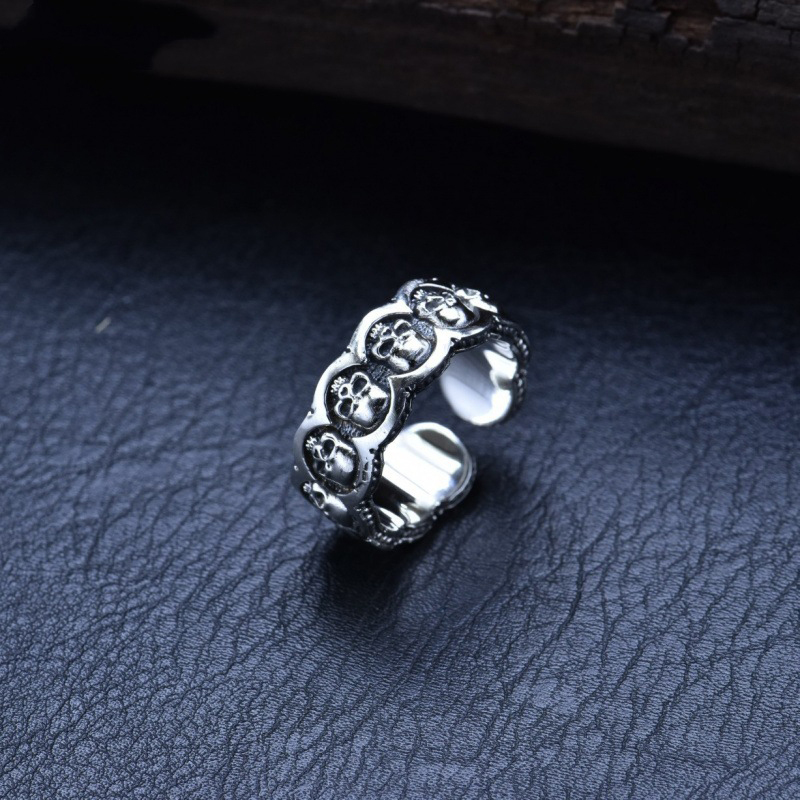 High-grade skull open adjustable ring