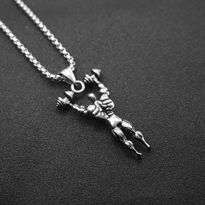 Fitness expert muscular man dumbbell men's necklace