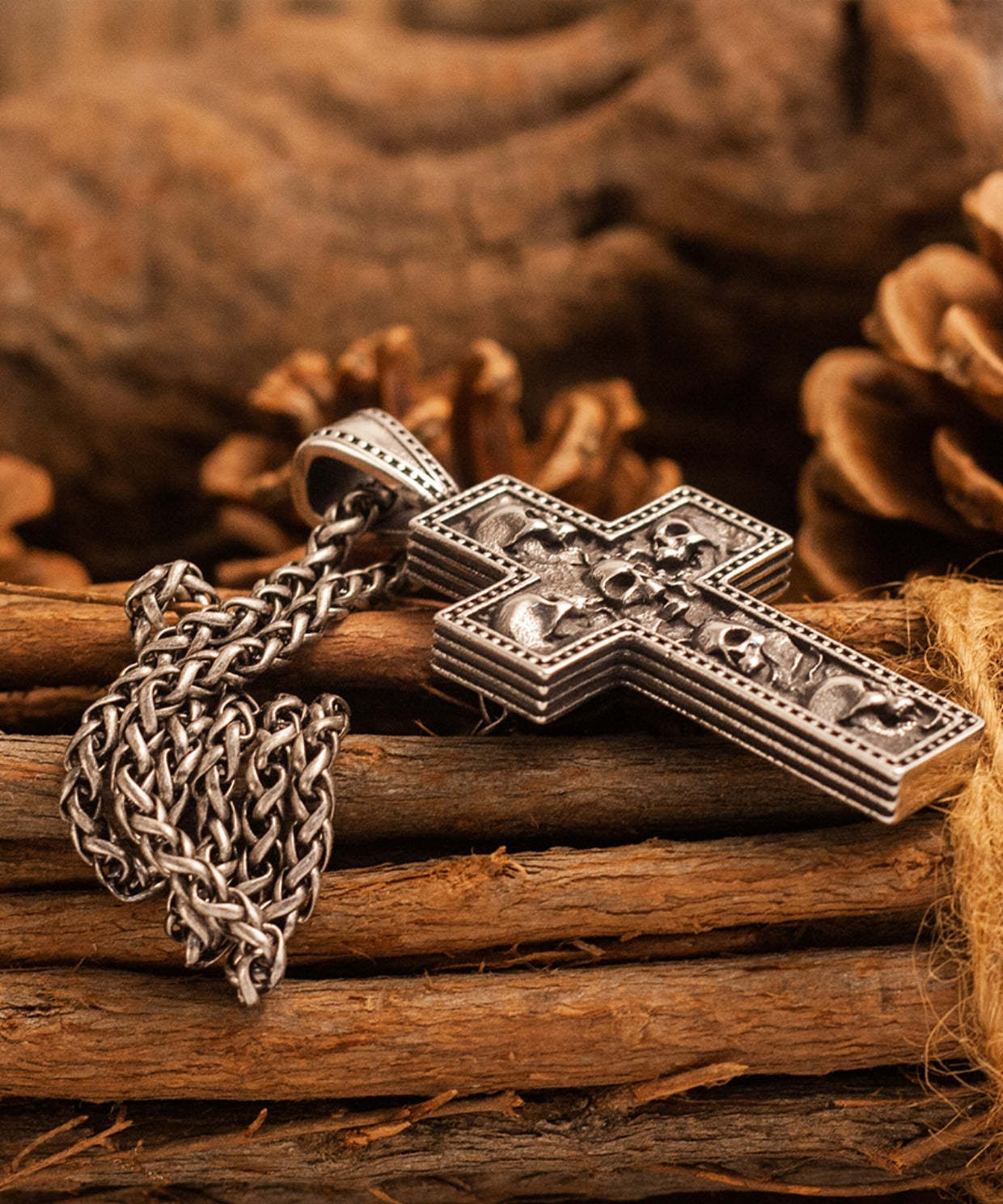 Skull Tombstone Cross Necklace