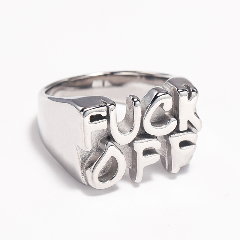 Distressed men's domineering personality FUCKOFF ring