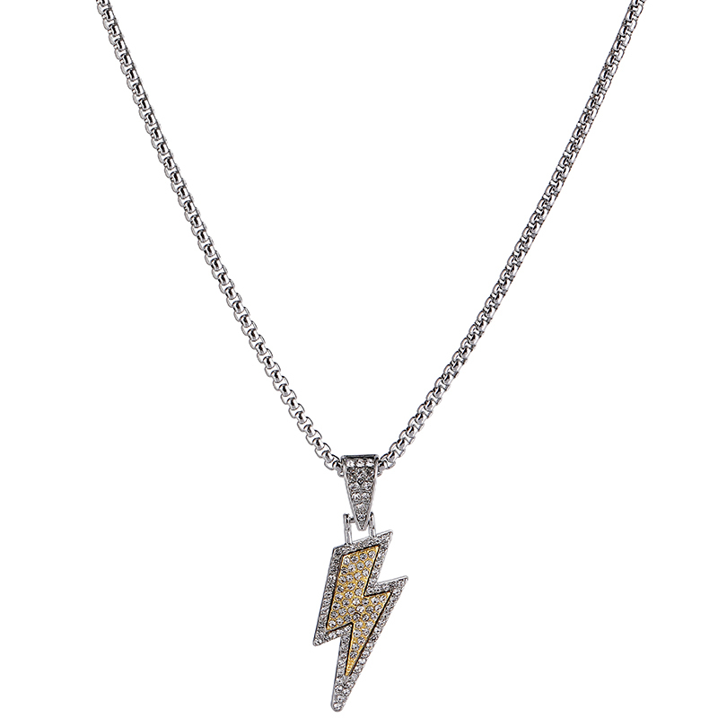 Rhinestone Lightning Pendant Necklace