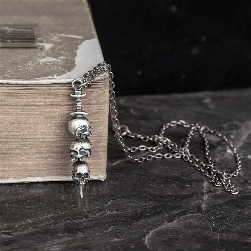 Chiba punk style silver pendant necklace