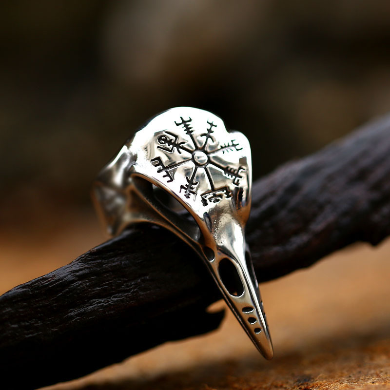Viking Raven Skull Ring