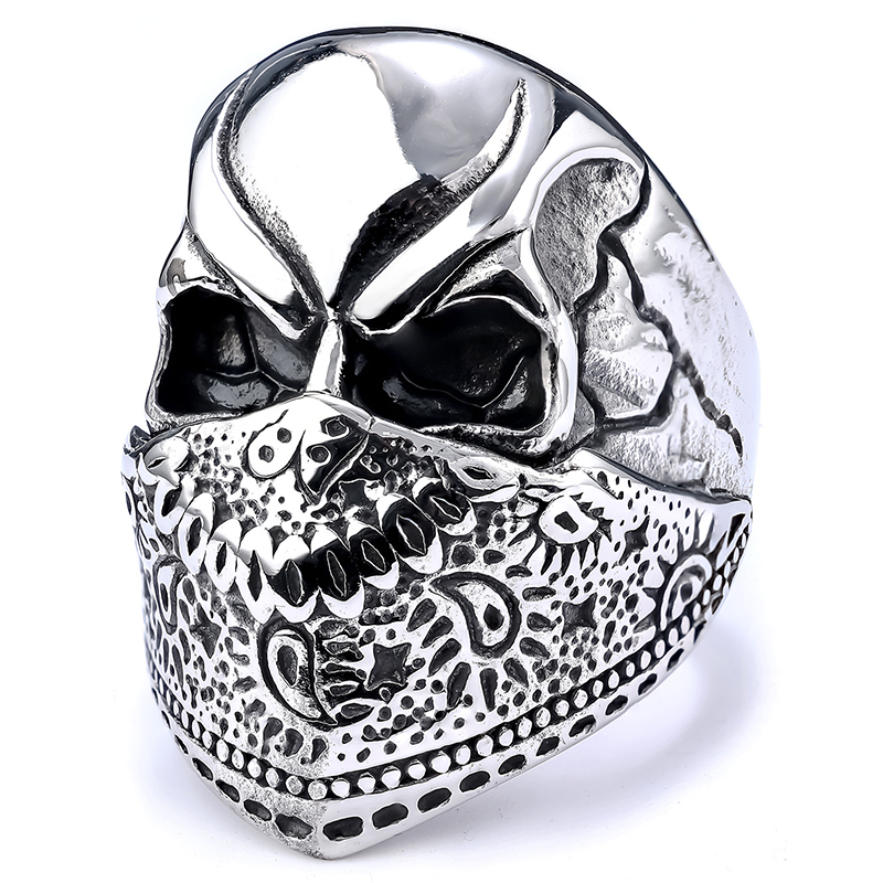 Patterned mask skull ring