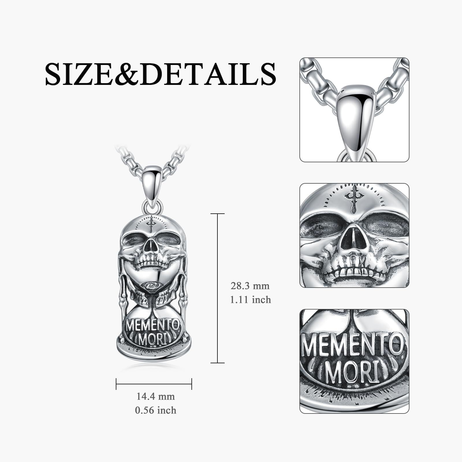 Death Warning Skull Hourglass Necklace