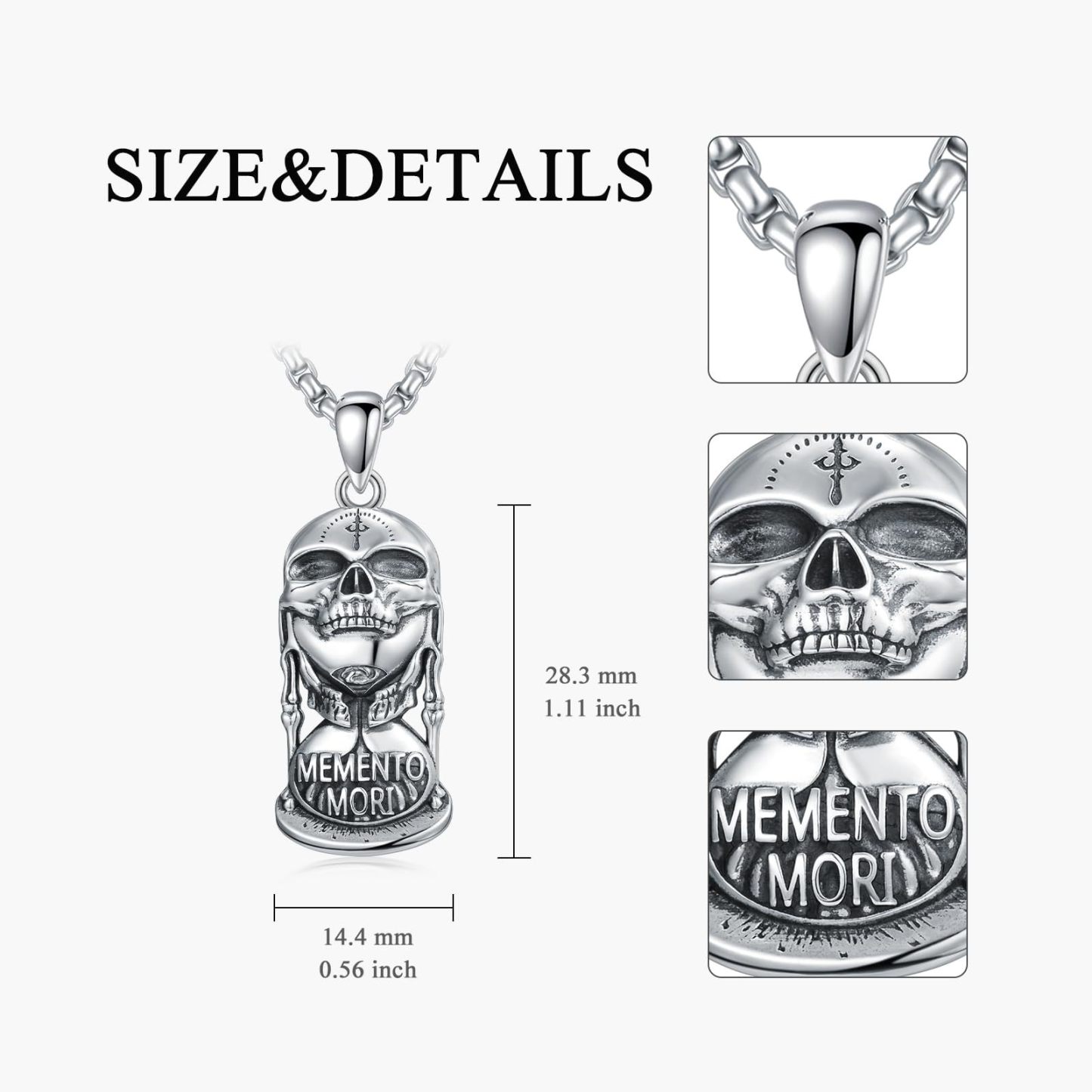 Death Warning Skull Hourglass Necklace