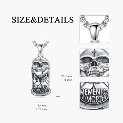 Death Warning Skull Hourglass Necklace