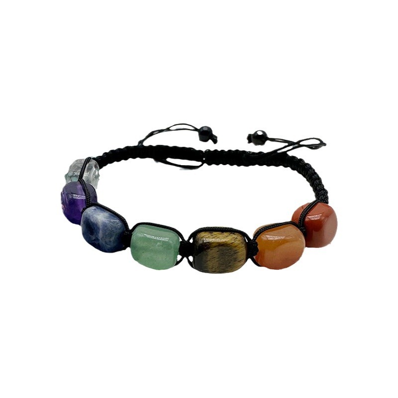 Natural colorful stone braided bracelet