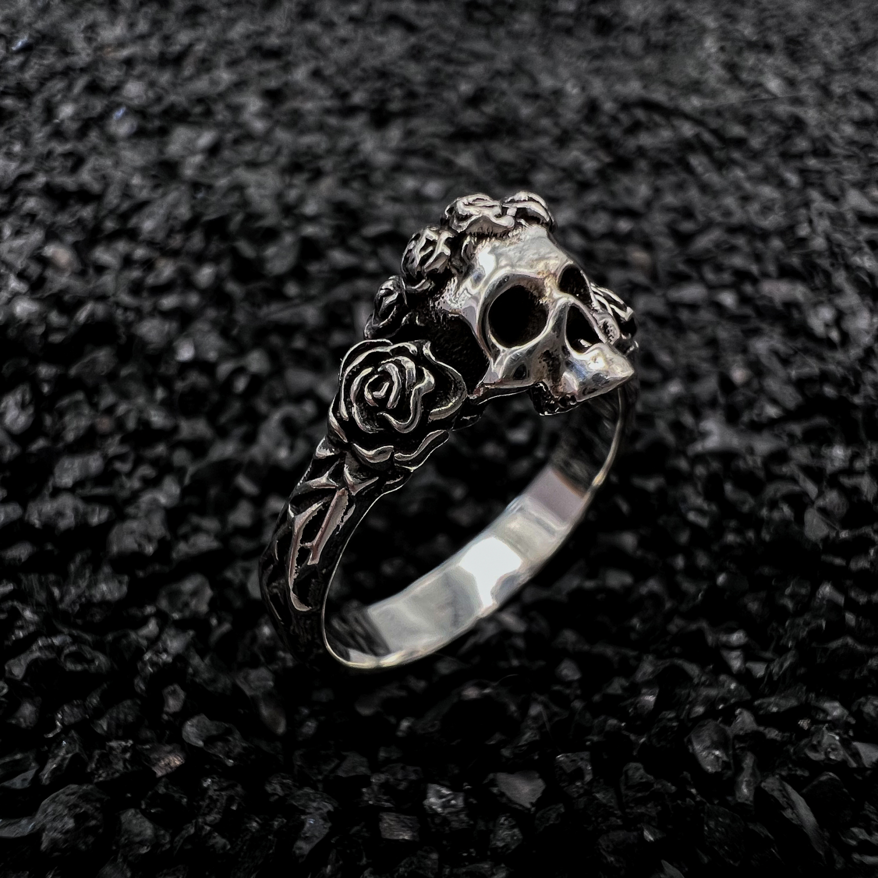Gothic Rose Skull Ring