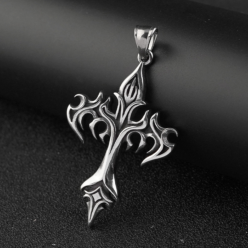 Creative Cross Flame Pendant Necklace