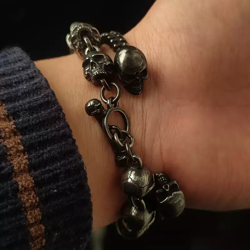 Dark Vintage Skull Spine Bracelet