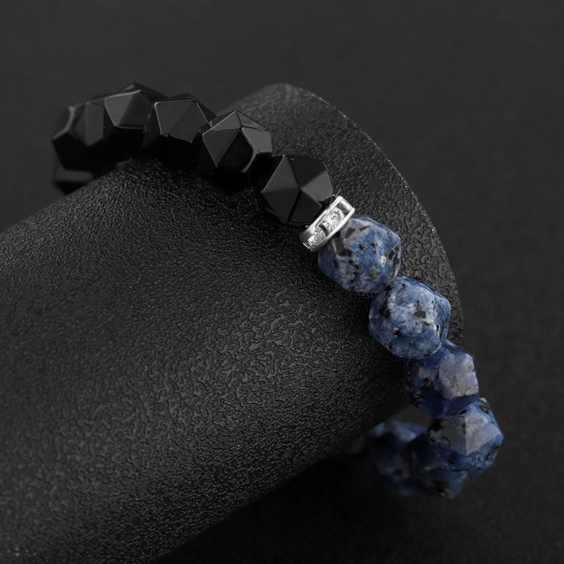 Black agate blue line stone Poseidon bracelet