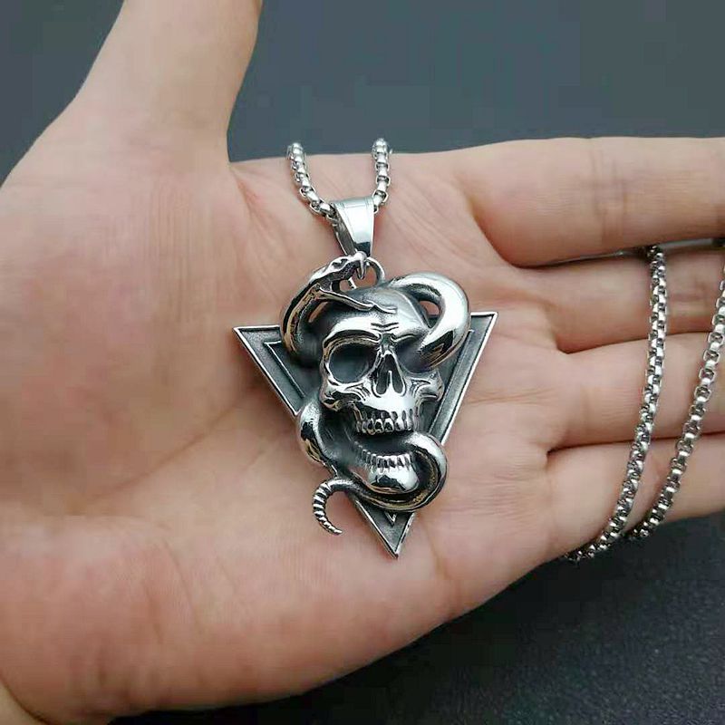 Vintage Skull and Snake Necklace