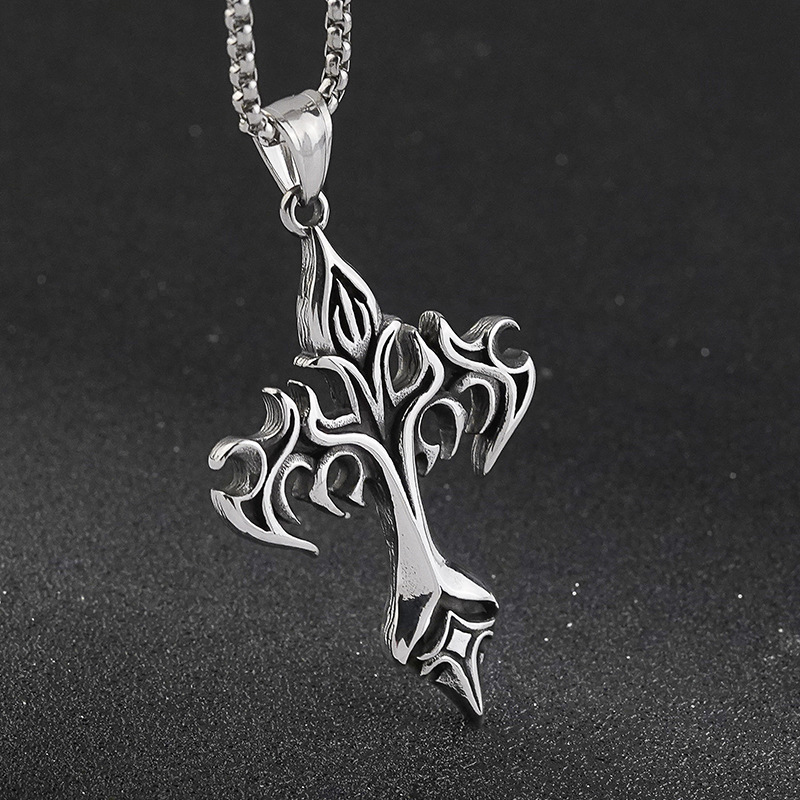 Creative Cross Flame Pendant Necklace