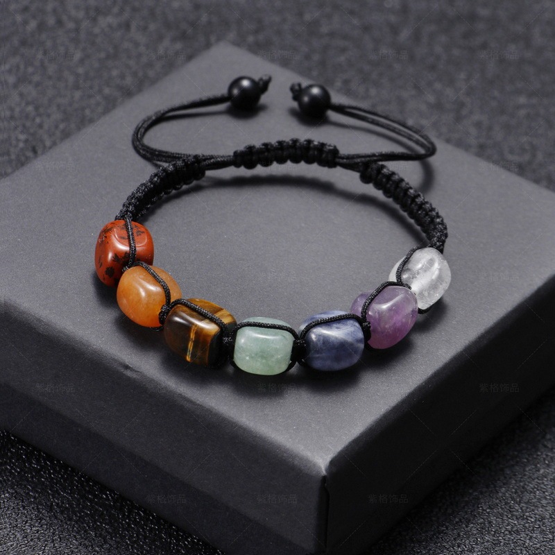 Natural colorful stone braided bracelet