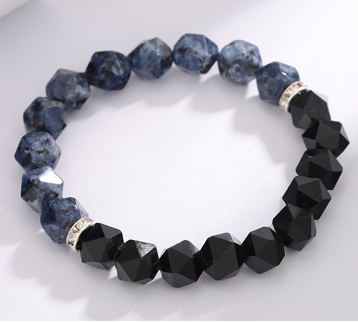 Black agate blue line stone Poseidon bracelet