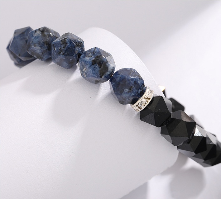 Black agate blue line stone Poseidon bracelet