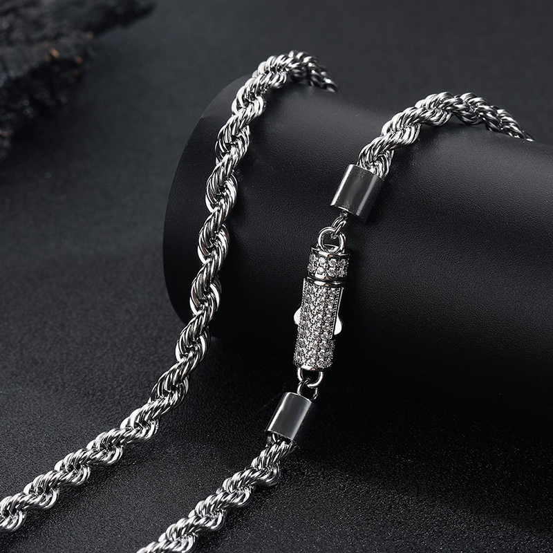 Diamond buckle twist chain hip hop jewelry