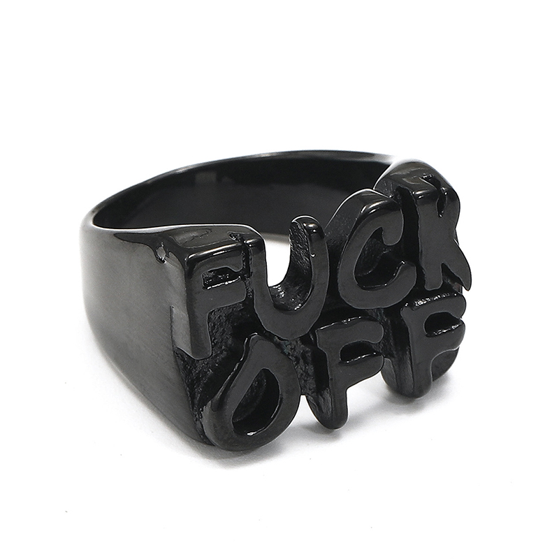 Distressed men's domineering personality FUCKOFF ring