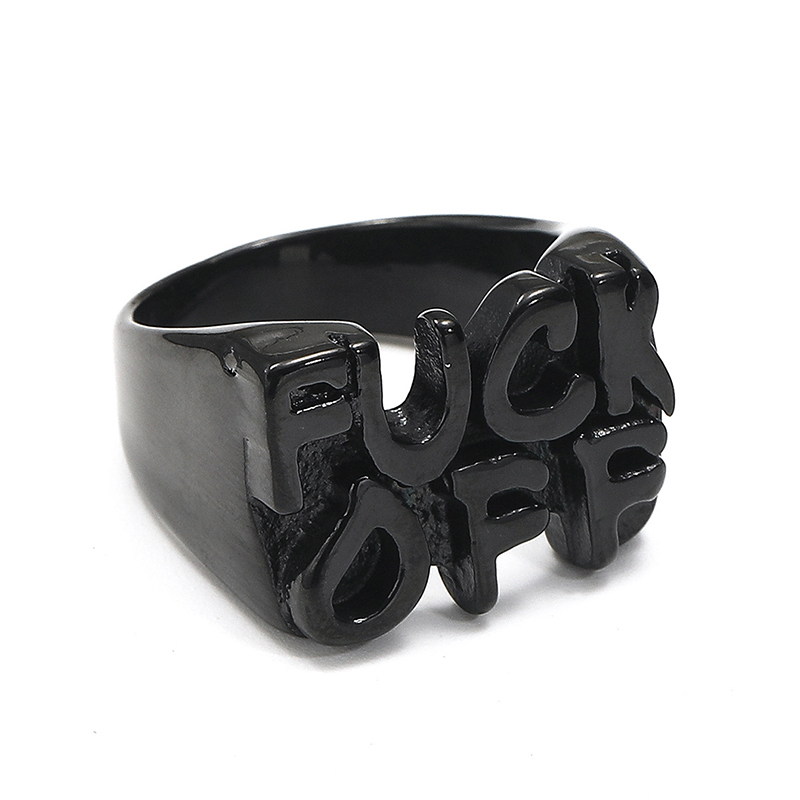 Distressed men's domineering personality FUCKOFF ring