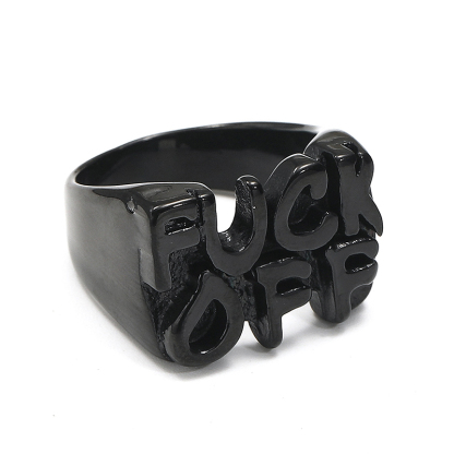 Distressed men's domineering personality FUCKOFF ring