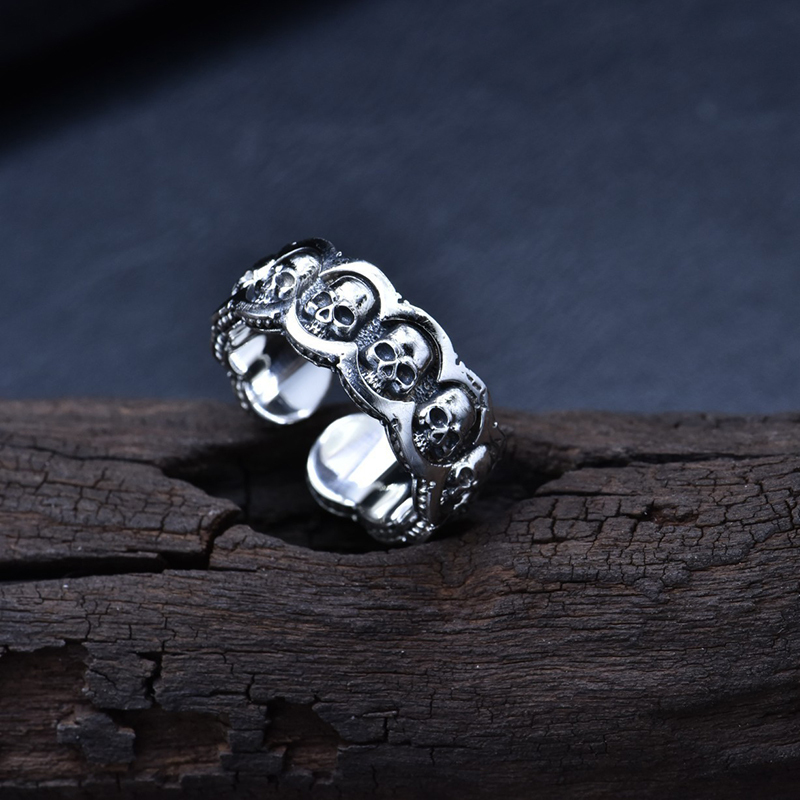 High-grade skull open adjustable ring