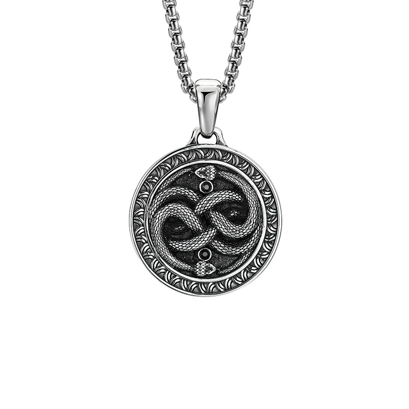 Mobius Infinity Snake Medal Necklace