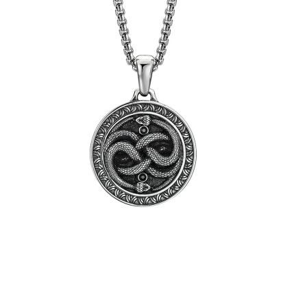 Mobius Infinity Snake Medal Necklace
