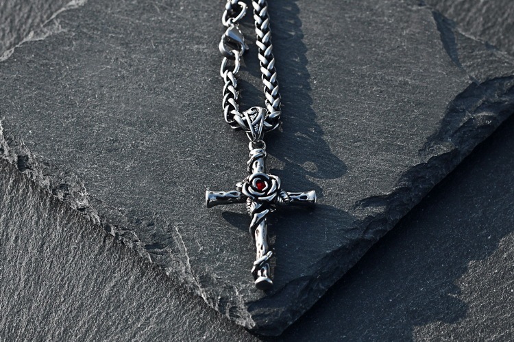 Rose Cross Necklace