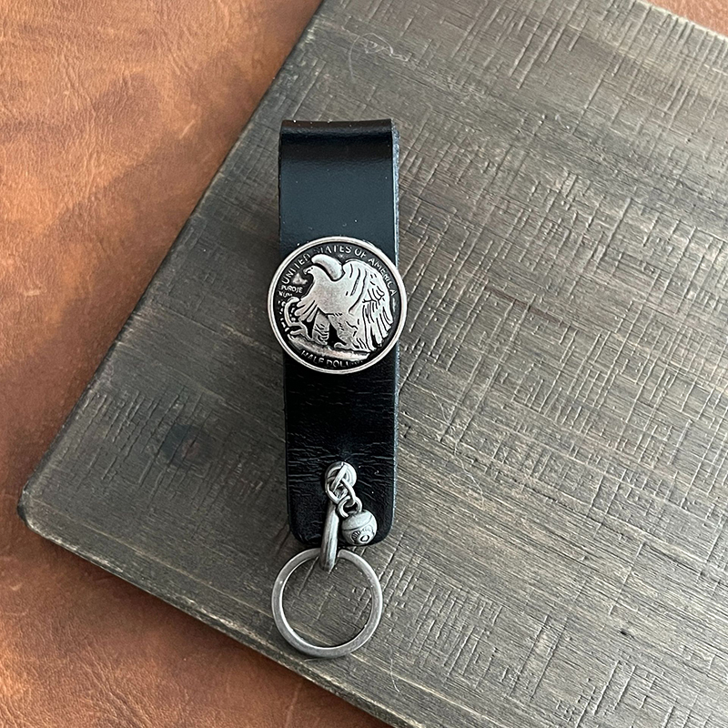 Portable leather bucket seat leather keychain car