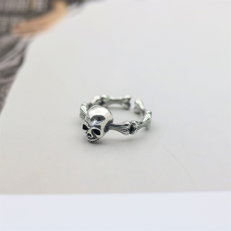 Silver skull ring hip hop men and women ring