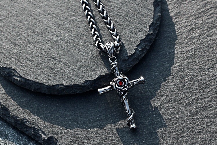 Rose Cross Necklace