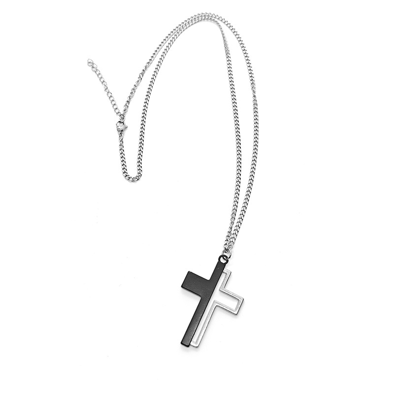 Two-tone cross necklace
