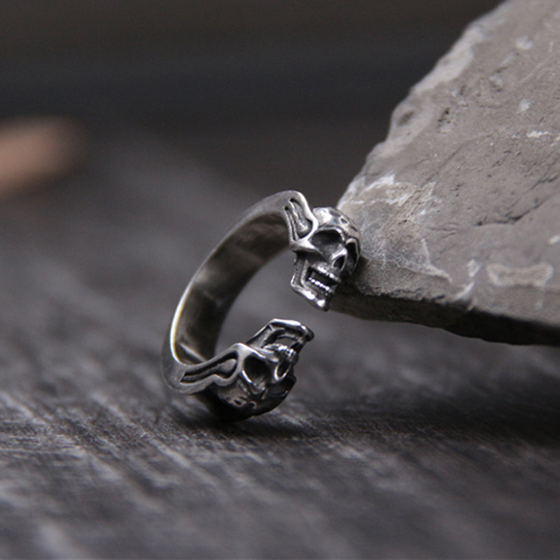 Double Skull Open Ring