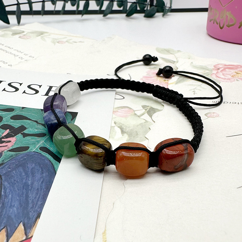 Natural colorful stone braided bracelet