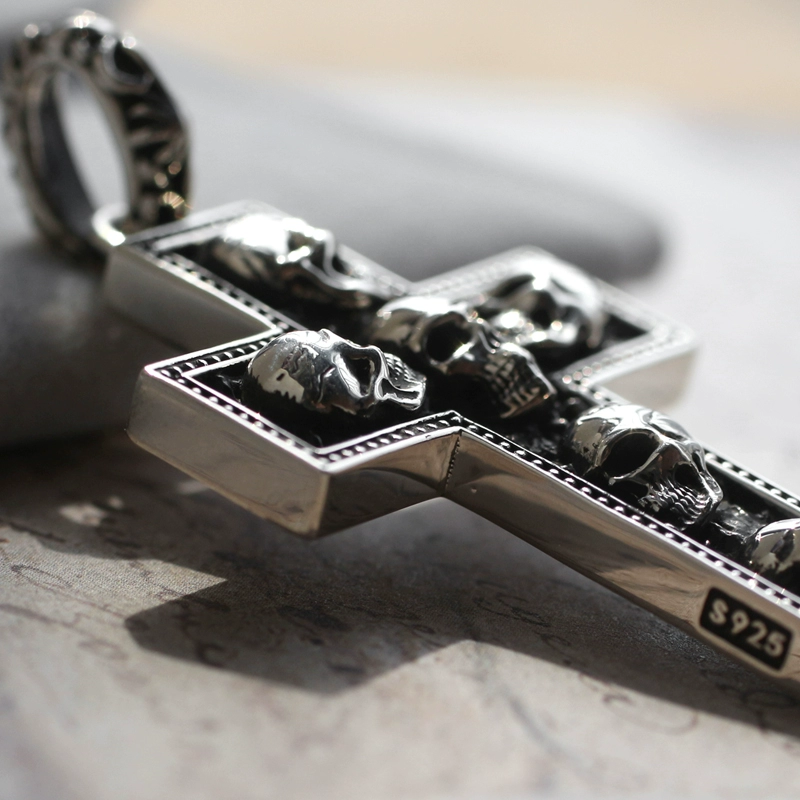 Skull Tombstone Cross Necklace