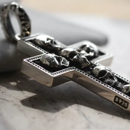 Skull Tombstone Cross Necklace