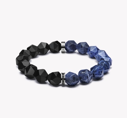 Black agate blue line stone Poseidon bracelet