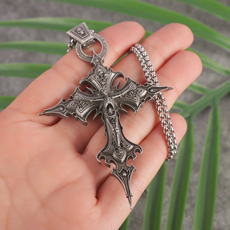 Gothic Skull Cross Pendant Necklace