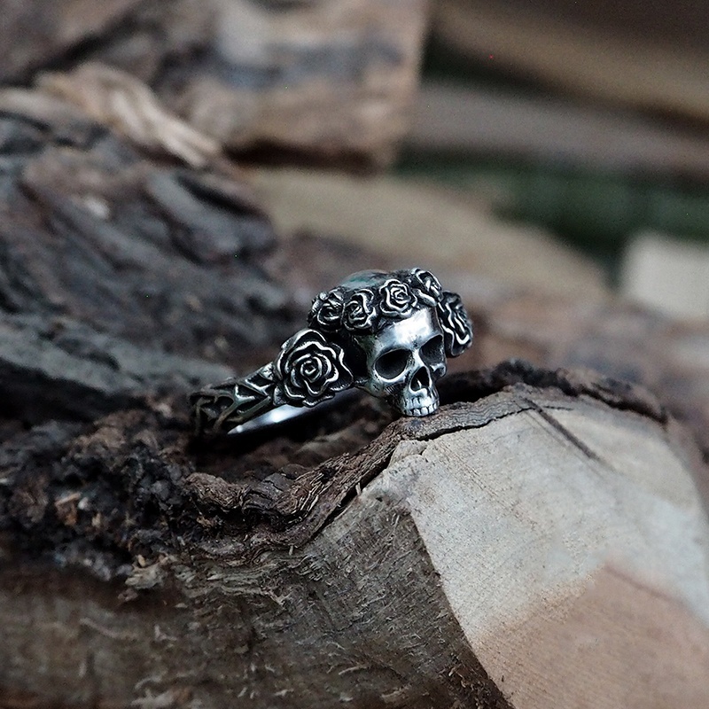 Gothic Rose Skull Ring
