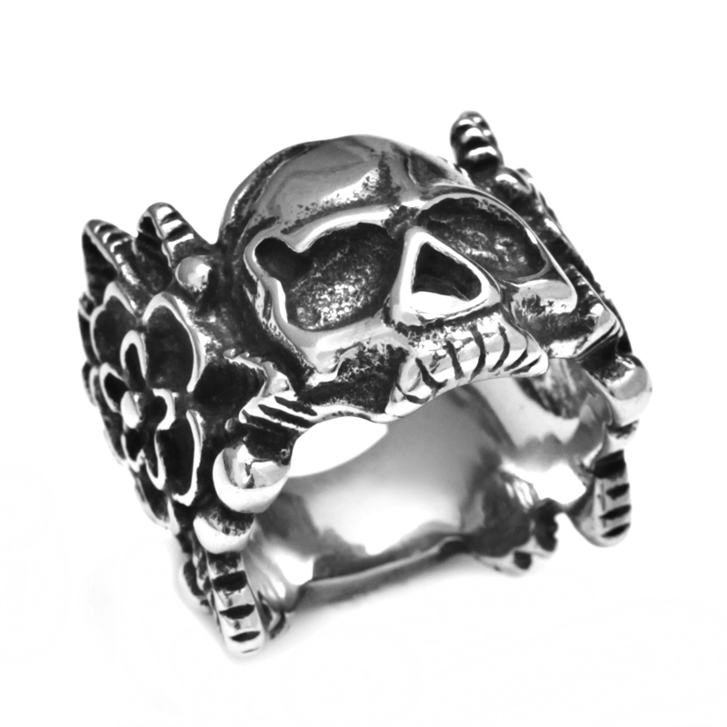Personalized Flower Skull Ring