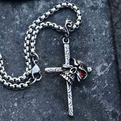 Gothic hipster skull cross necklace