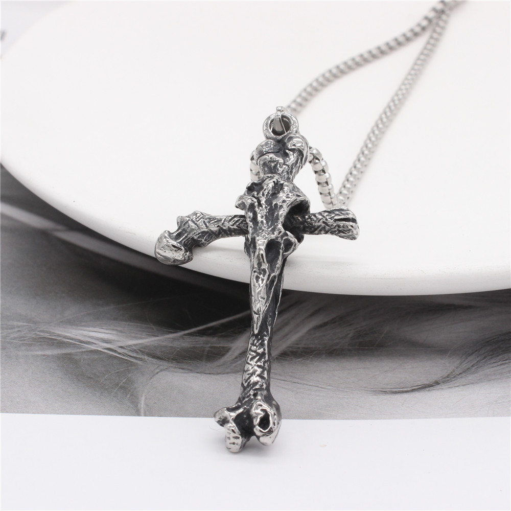 Crow Skull Cross Necklace