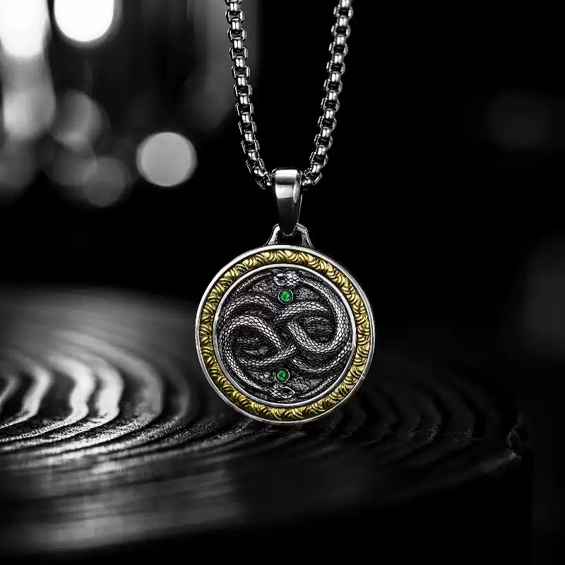 Mobius Infinity Snake Medal Necklace