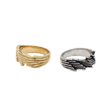 Personalized retro wing feather ring