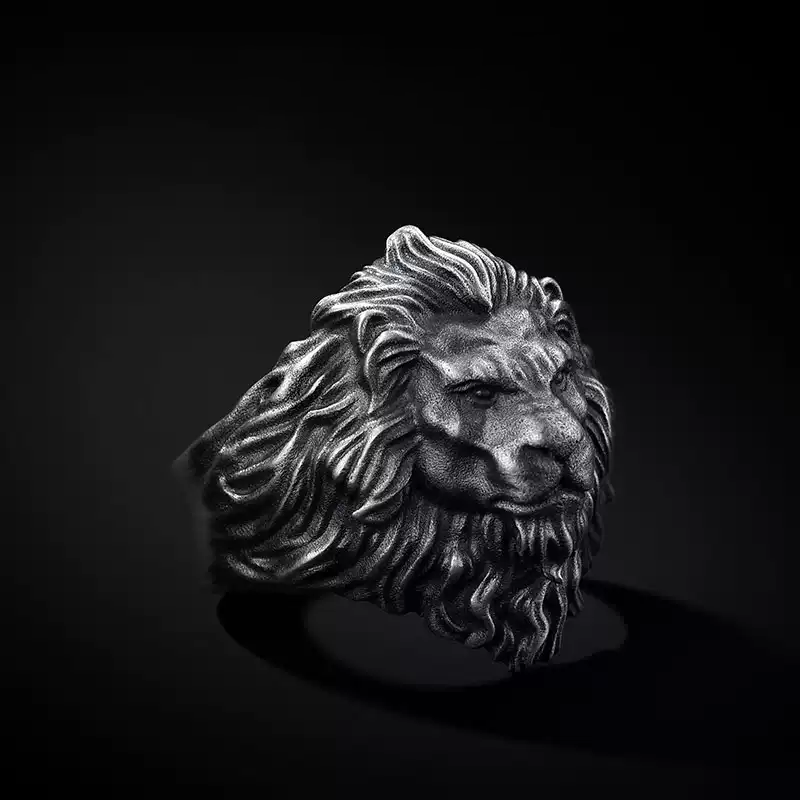 3D lion domineering wide face big ring