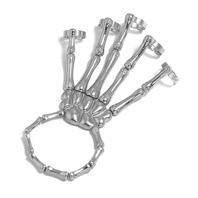 Fashion personality skull bone five finger ring bracelet