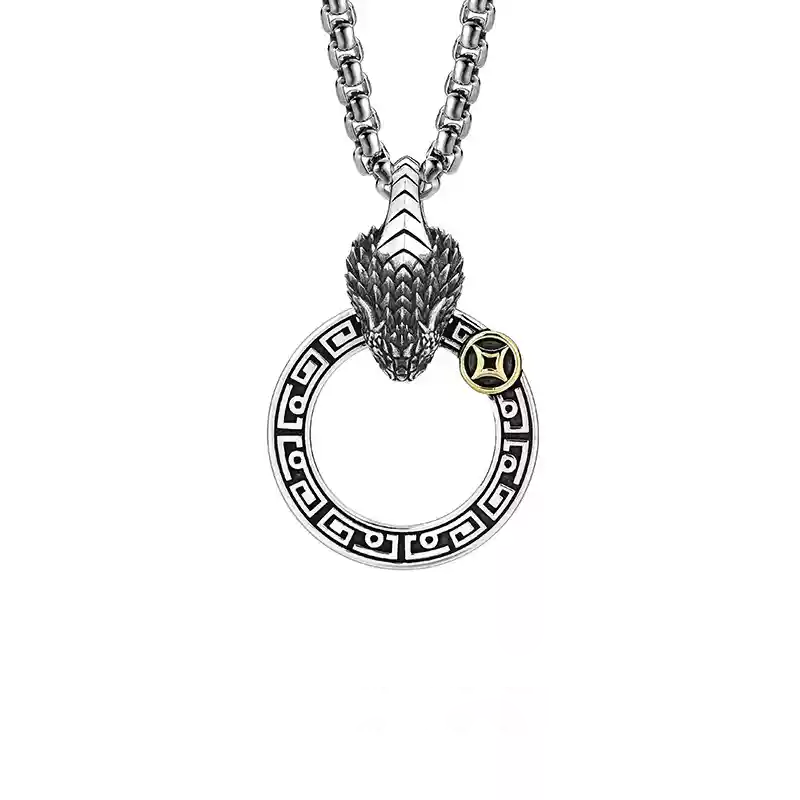 3D snake necklace with fortune and luck