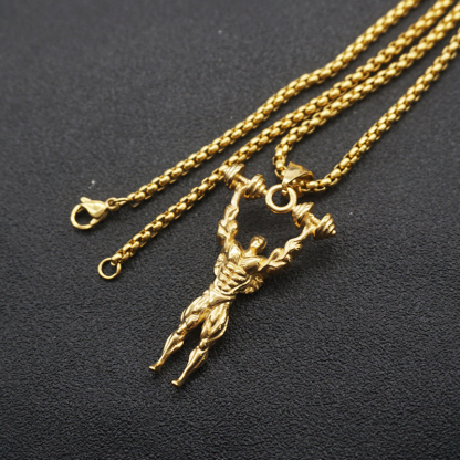 Fitness expert muscular man dumbbell men's necklace